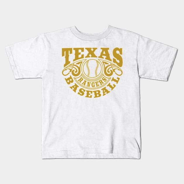 Vintage Retro Texas Rangers Baseball Kids T-Shirt by carlesclan